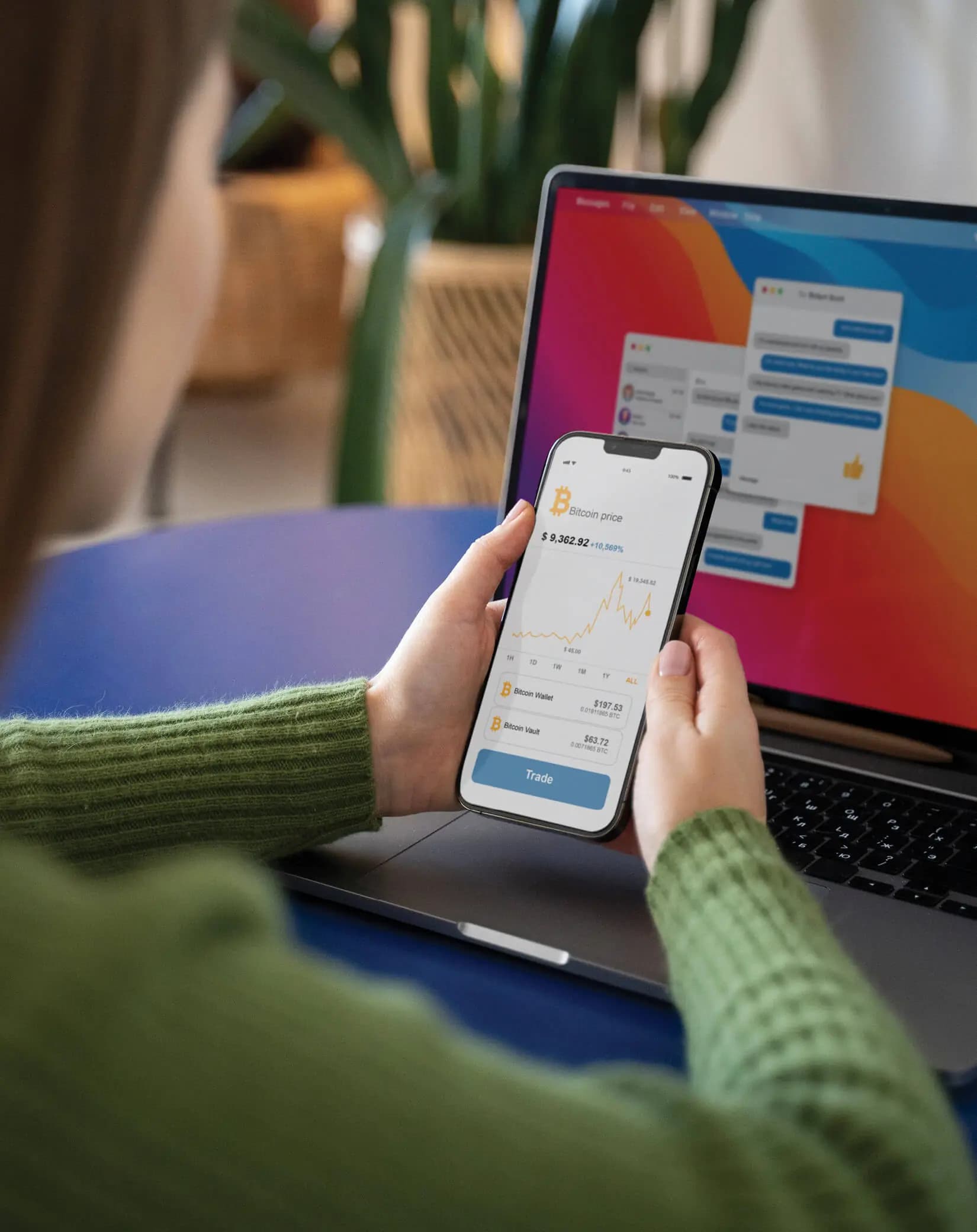 Placeholder — replace with a photo of someone booking travel on a laptop and phone